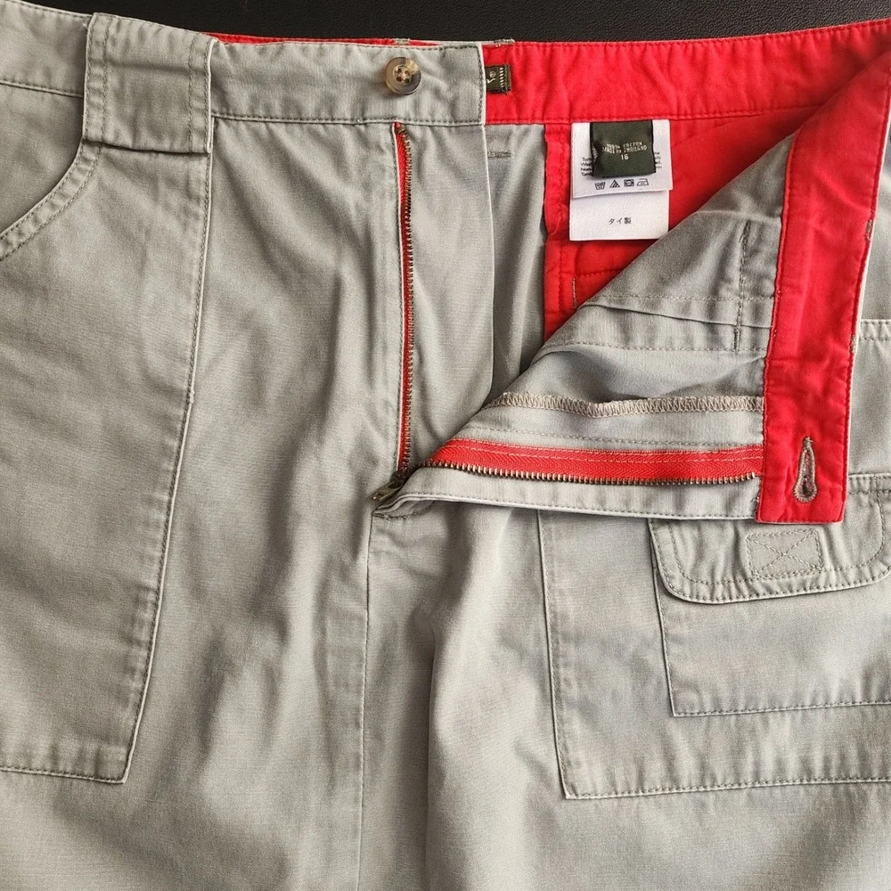 Eddie Bauer Cargo Skirt Women 16 Khaki Sage Solid Straight Y2K Earthy Gorpcore